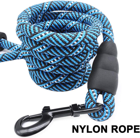 MayPaw Heavy Duty Rope Dog Leash, 3/4/5/6/7/8/10/12/15 FT Nylon Leash with Soft Padded Handle for Large Medium Dogs,