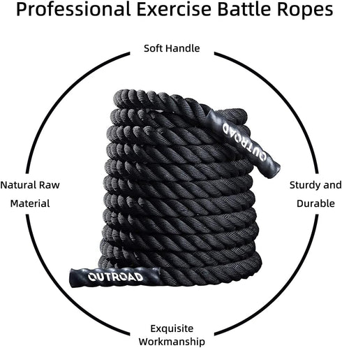 Outroad Battle Rope, 1.5" Diameter 30ft Poly Dacron Workout Training Heavy Rope for Crossfit Home Gym & Fitness