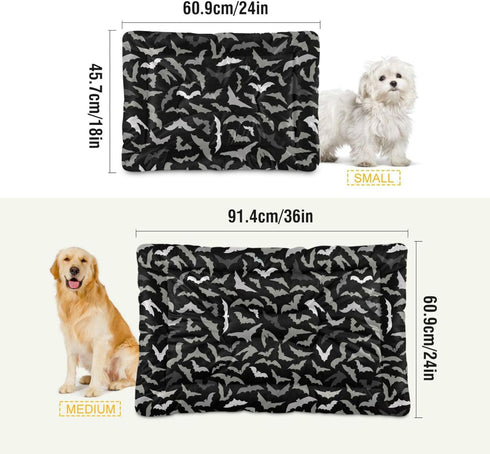 Halloween Bats Pet Bed, Cute Dog Bed Mat, Absorbing Non-Slip Pad for Small, Medium, and Large Dogs, Puppy Cat 24 in x
