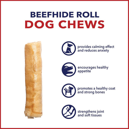 Pet Factory American Beefhide Dog Chew Treats - Chicken Flavor, 7" Rolls, 4 Count/1 Pack
