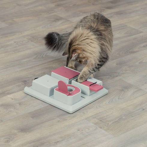 4 12.2 12.2 2.5 TRIXIE Cat Activity Poker Box Strategy Game Interactive Puzzle Toy with Modules Treat Puzzle Feeder
