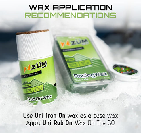 ZUMWax Iron-On Ski/Snowboard/Nordic/Cross-Country Wax, 140g, Made in USA, PFAS-free, 100% hydrocarbon wax.
