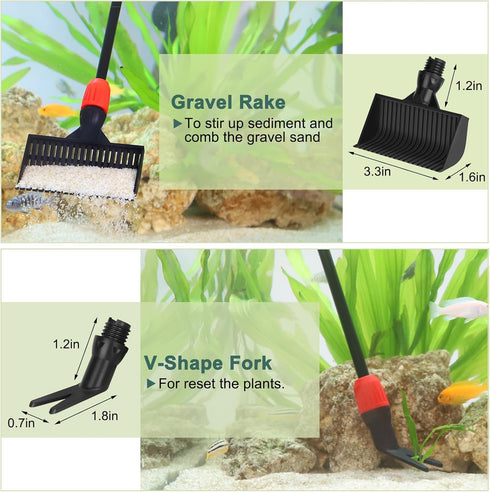 6 1 17.7 Inches hygger Multi-Use Fish Tank Cleaner, in Aquarium Cleaning Tools Kit with Long Handle Algae Scraper