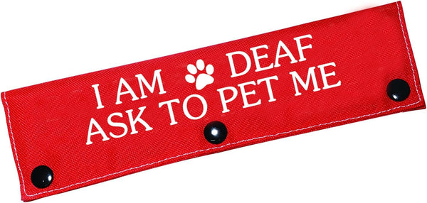 Funny Dog Leash Sleeve - I Am Deaf Ask to Pet Me Dog Leash Wrap Alert Tag for Special Needs Dog (I Am Deaf-Sleeve)