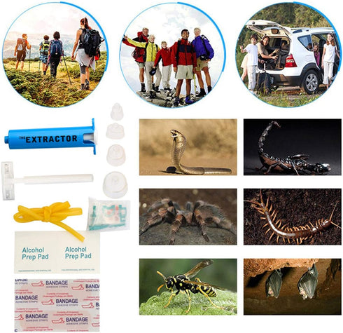 WAEKIYTL Backpacking Snake Bite Kit, Bee Sting Kit, Emergency First Aid Supplies, Venom Extractor Suction Pump, Bite