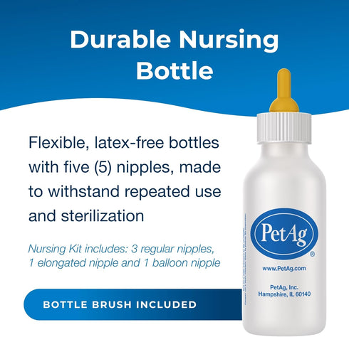PetAg 2 oz 2 oz. 5 Pet-Ag Nursing Kit - - Promotes the Natural Feeding of Liquids to Baby Animals - Each Kit Includes