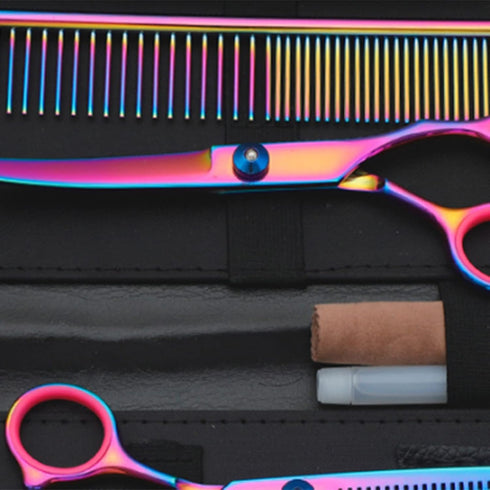 7 in 1 Dog Grooming Scissors Set, Stainless Steel Straight & Thinning & Curved Shears for Dogs and Cats