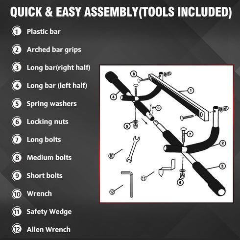 TOPOKO Upgrade Pull Up Bar for Doorway - Multi-Grip Heavy Duty Chin Up Bar