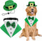 2 PCS St. Patrick's Day Dog Costume Bandana and Top Hat, Green Bow Tie Tux Clothes for Dogs and Cats (Large).