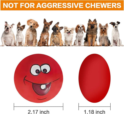 Squeaky Dog Toy, Durable Chewing Latex Rubber Balls with Funny Face for Puppy Small Medium Dogs (5PCS)