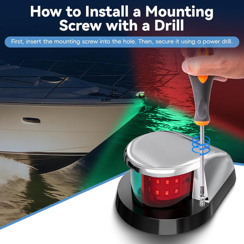 Poiini LED,IP65 Resistant,12V Sailboats,Fishing 2 Pack) Boat Navigation Lights,Red and Green Marine Water - Compatible