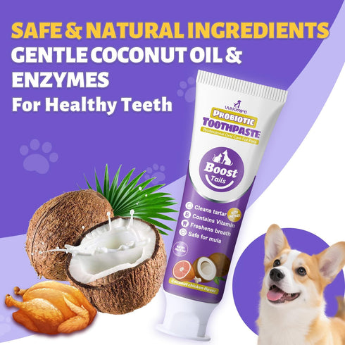 Recommended 99% 2.5 oz. Vet Small Dog Teeth Brushing Kit - Soft Brush and Finger Brush removes of Plaque, Natural
