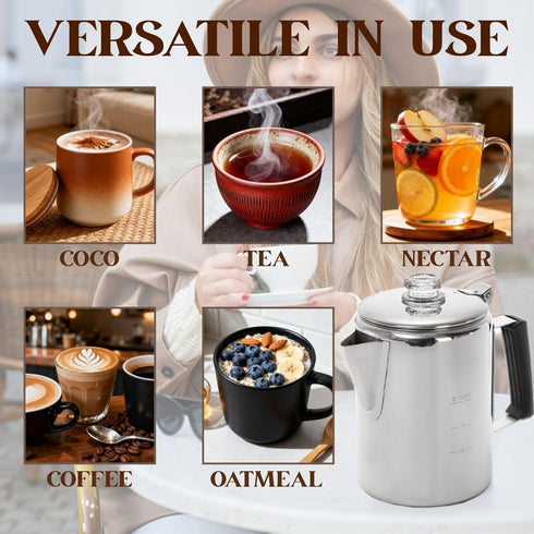 Backpacking, 9 Cididu Camping Coffee Pot Stainless Steel, Coffee Pot Outdoors, Durable Stove Top Brew Coffee Maker on