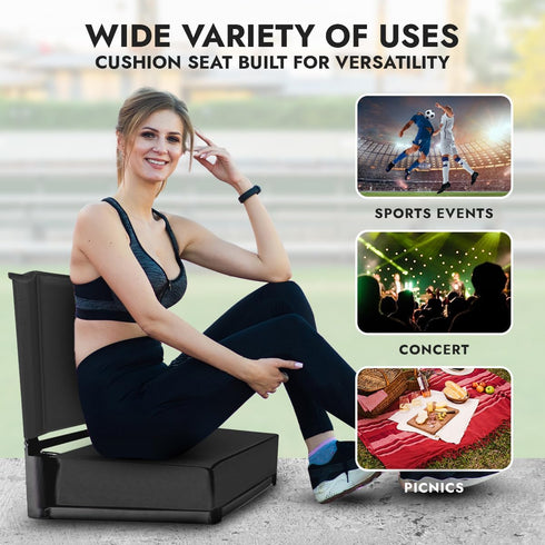 MEDIFOAM Stadium Seats for Bleachers with Back Support Extra Wide Memory Foam Bleacher Chair with Cushion, Cup Holder