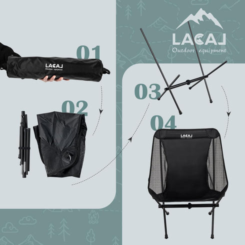 Ultra-Light Folding Camping Chair - 1.5 lbs All-Aluminum Frame, Lightweight Rip-Stop Fabric, Compact Storage