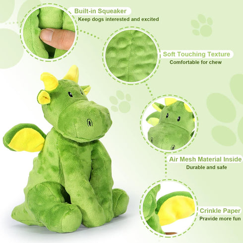 Squeaky Plush Dog Toy with Crinkle Paper, Durable Chew Toys for Small, Medium, and Large Dogs