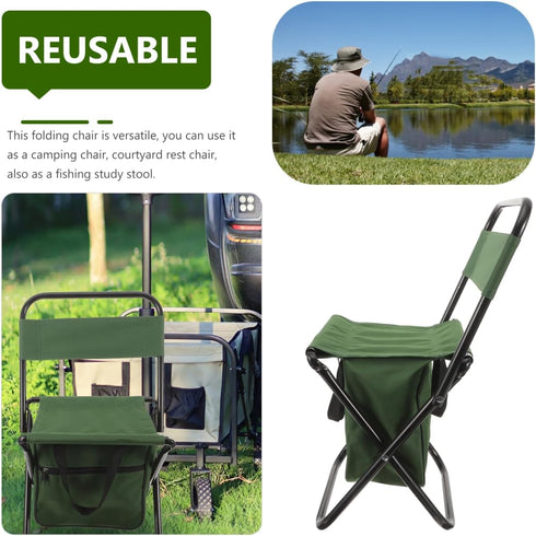 18.11X10.62X8.26 Inches Lightweight Portable Folding Chair with Storage Bag Multi-Function Compact Camping Stool