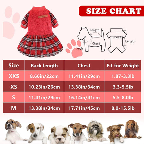 Dog Dresses for Small Dogs Girl Boy Teacup Chihuahua Clothes Dog Holiday Sweater Dog Clothes for Small Dogs Girl Spring Puppy Dressse Doggie Cat Apparel Outfits Clothing, XXS, Red