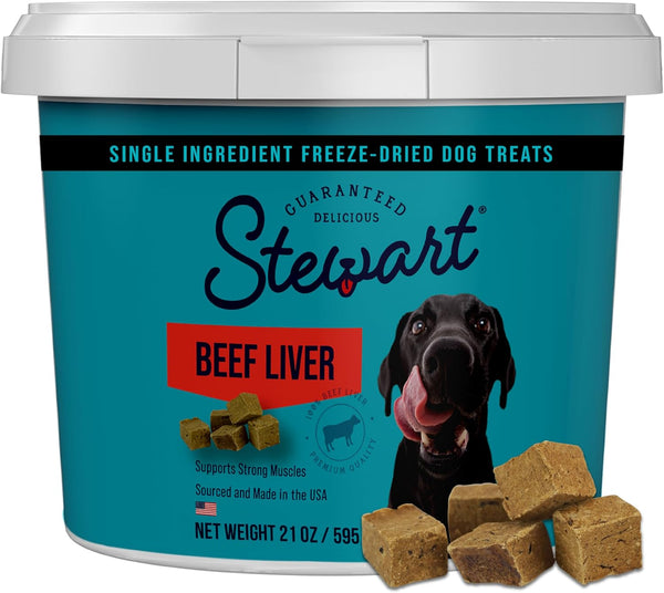 Stewart 100% Beef Liver Dog Treats, 21 oz Tub, ~475 Pieces, Freeze