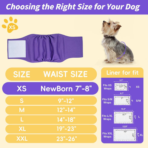 Pack 3 MICOOYO Male Dog Belly Bands Washable, Reusable Dog Diapers Male, Doggy Diapers for Puppy Training