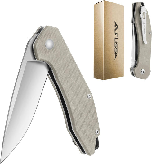 FLISSA Pocket Knife - Folding Tactical Knife with G10 Handle, D2 Blade, Liner Lock, and Pocket Clip for Outdoor Use