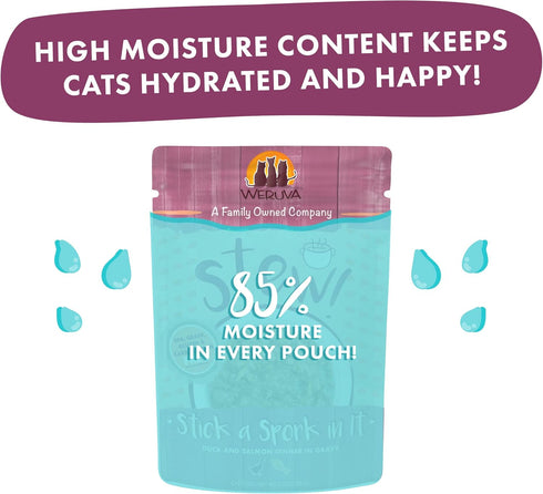 Weruva Classic Cat Stews, Stick A Spork in It with Duck & Salmon in Gravy, 3oz Pouch (Pack of 12).