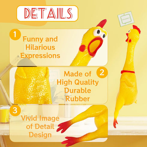 Xeehwb 22 Inch Crazy Huge Rubber Chicken,Yellow Squeeze Chicken Toys,Squeaky Chicken Dog Toys,Squawking Prank Novelty