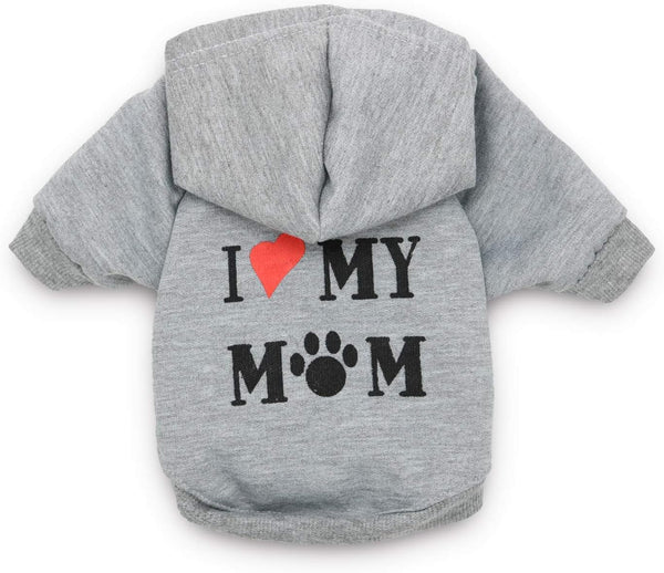 DroolingDog Small Dog Hoodie Pet Sweater T-Shirt for Small Medium Dogs, Grey Clothes for Girls