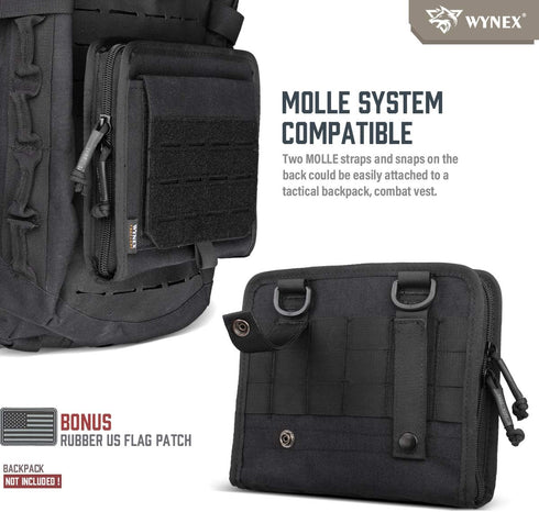 WYNEX Tactical Folding Admin Pouch, Molle Tool Bag with Laser-Cut Design, Utility Organizer EDC Medical Bag, Waist
