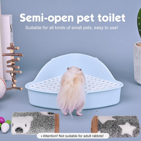RUBYHOME Triangle Potty Trainer Pet Pan for Baby Rabbit, Chinchillas, Small Guinea Pigs, Ferret, Galesaur, Corner