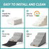 Dog Stairs for Couch or Low Bed, 3 Tiers Foam Pet Steps for Small Dogs, Non-Slip, White-Black, 15.7x22.4x15.7in