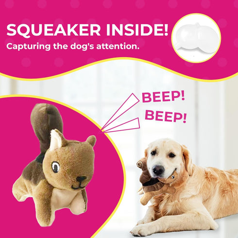 Hide and Seek Dog Toy, Stuffed Animal Tree House, Burrow Toy for Small Dogs (Replacement Animals, Squirrel)