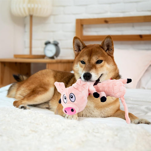 Plush Squeaky Dog Toys for Dogs, Interactive Dog Tug of War Toy for Small/Medium/Large Breed (Pig)