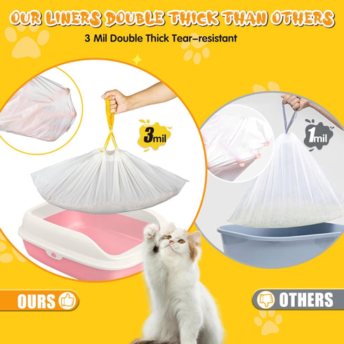 WJXWHSWX 37" 18",30 Count 3 Jumbo Cat Litter Box Liners x Jumbo Extra Thick With Mil Cat Waste Litter Bags Extra Heavy