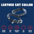 Studded Cat Collar, Genuine Leather Kitten Collar, Midnight Black, 12 x 1/2 inches, Breakaway with Bell