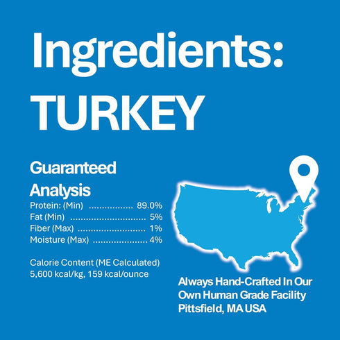 Whole Life Pet Just One Turkey, Cat Treat or Topper, Human Grade, Freeze Dried, 3 Ounce