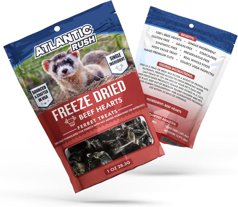 Freeze Dried Ferret Treats - 1oz Resealable Bag, Beef Heart Ferret Snacks, Single Ingredient, No Preservatives