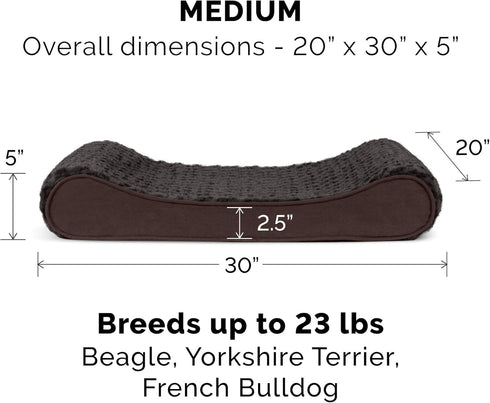 Furhaven Orthopedic Dog Bed for Medium/Small Dogs, Removable Washable Cover, Ultra Plush Faux Fur & Suede Luxe Lounger