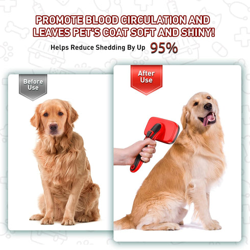 Self Cleaning Slicker Brush for Shedding, Long Short Haired Dogs & Cats, Remove Loose Tangling Knot Undercoat Fur Mats,