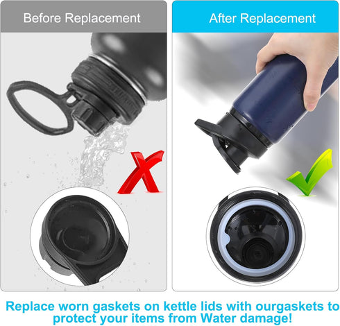 CIATBYYJ 10 9 24/32/40/64oz Pcs Water Bottle Gasket Replacement, Silicone Water Bottle Lid Covers with Tweezers