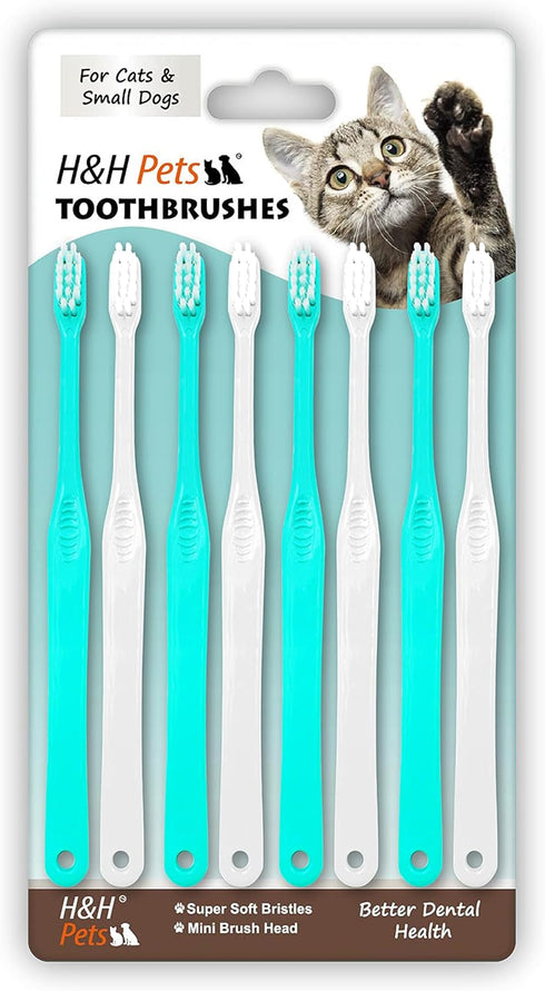 H&H Pets Toothbrush for Small Dogs & Cats, Soft Extra Small Toothbrush for Teacups, Chihuahuas, Yorkshire, 8 Count