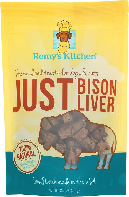 Just Bison Liver Freeze Dried Treats for Dogs and Cats 2.5 oz USA Small Batch Made All Natural