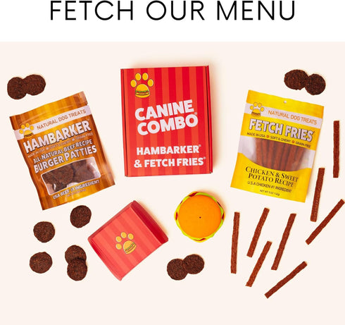 Hamburger Themed Dog Toy, Extremely Durable Squeaky Chew and Fetch Toy, Unique Burger Packaging