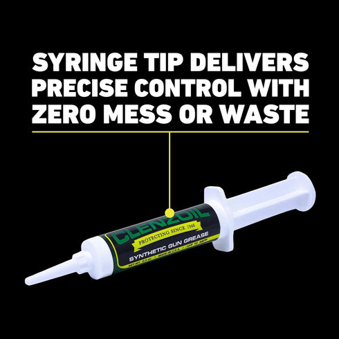 0.5 oz Clenzoil Synthetic Grease Syringe - For All Types of Firearms & Guns - Synthetic Gun Grease - Use in Extreme