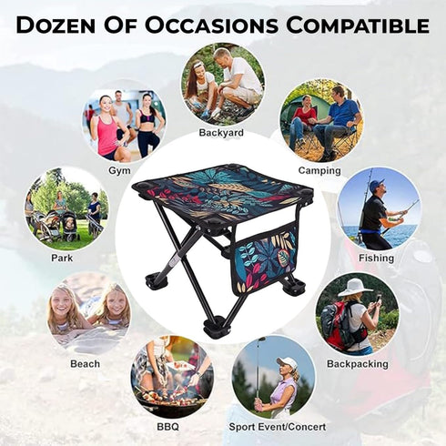 Generic 13.5 Inch Portable Folding Camping Stool, Height, with Carry Bag, for Outdoor, Beach, Hiking, Fishing