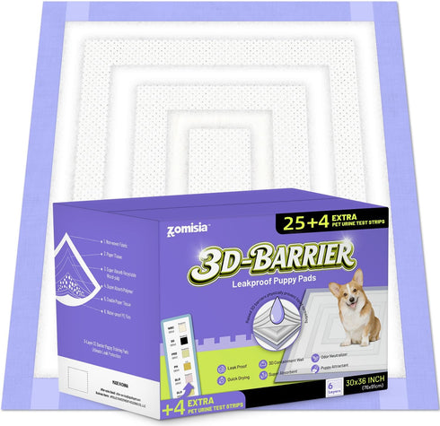 ZOMISIA 3D-Barrier Puppy Pee Pads for Dogs, 18 Cups Absorb & Rise