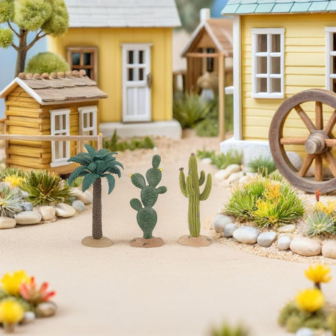 3pcs minkissy Realistic Faux Succulent Plants Miniature Landscape Figurines Artificial Cactus Decor for Reptile