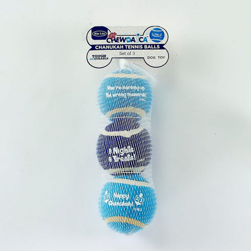 Rite Lite Hanukkah Dog Toy Tennis Balls Set of 3 - Perfect Chanukah Gift for Dog Owners, Jewish Holiday Party Favors