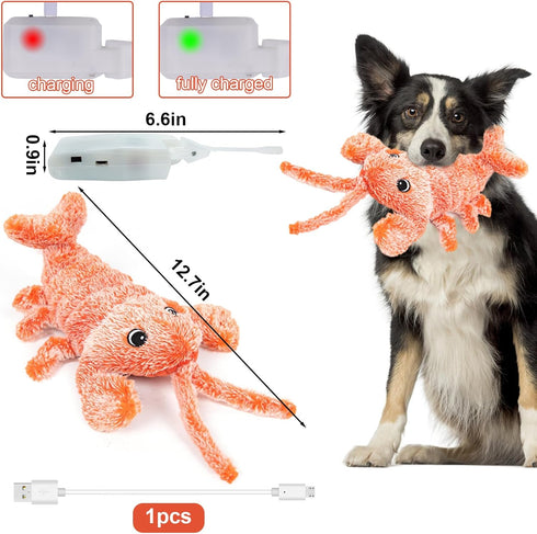 BABORUI Dog Toys, Interactive Wiggly Lobster Toy for Boredom, Rechargeable Chew Toys for All Dogs