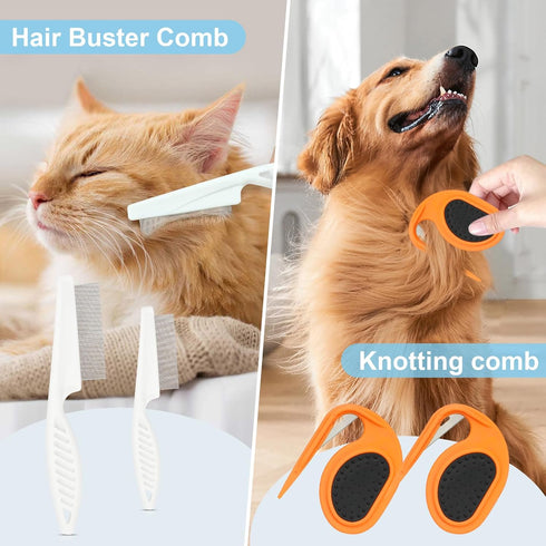 2Pcs Pet Knotting Comb for Cats, Grooming Tool for Dogs, Knot Remover for Tangled and Loose Hair